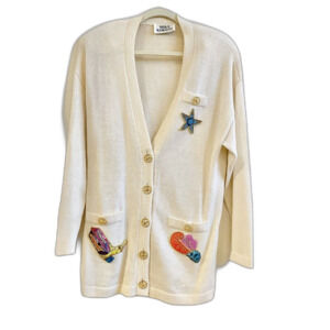 Vintage Mike Korwin Cardigan Sweater Rodeo Texas Star Wool 90’s Cowboy Beaded